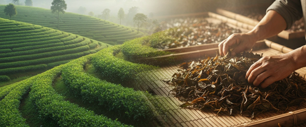 A szálas fekete tea előállítási folyamata – erjesztés és szárítás