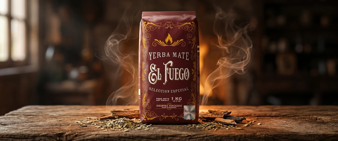 El Fuego 1 kg-os papírcsomagolás – erős és intenzív ízű yerba mate, közvetlenül a termőhelyről csomagolva.