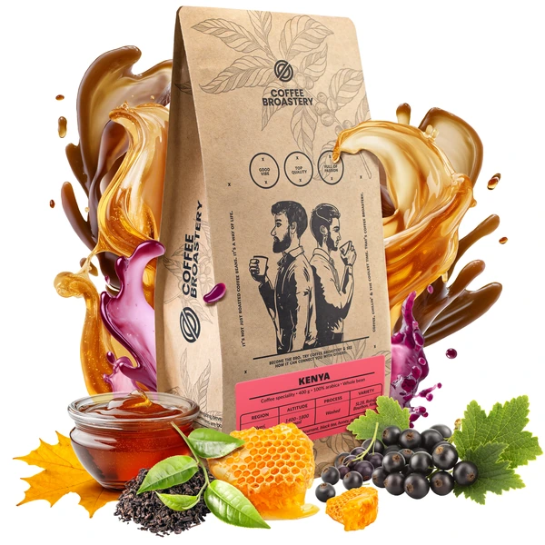 Bro Coffee Roastery Kenya Nyeri különleges kávébabok fekete ribizlivel, mézzel és fekete teával.