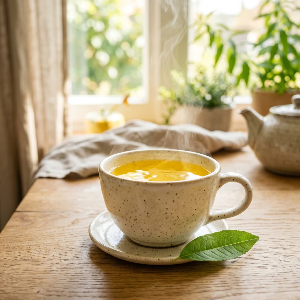 Egy bögreben főzött verbéna tea