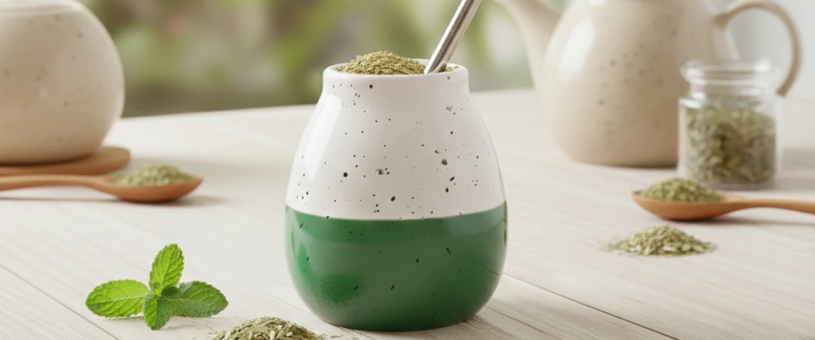 Hogyan kell főzni a yerba mate-t – yerba mate csésze, tele levelekkel és bombillával