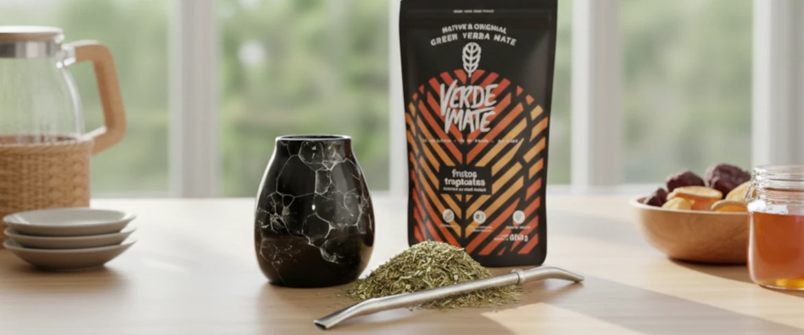 Yerba mate kezdőcsomag: yerba mate csésze, bombilla és yerba mate csomagolás