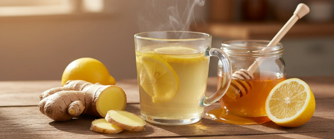 Gyömbérrel, mézzel és citrommal ízesített tea