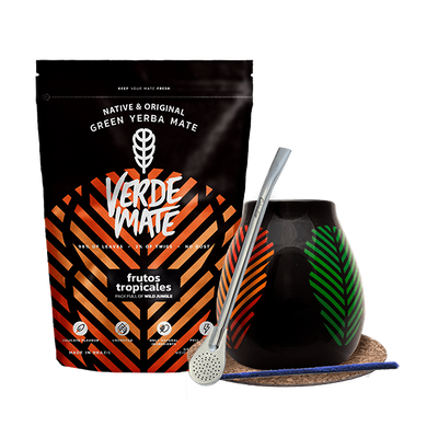 Yerba Mate készlet: Verde Mate Frutos Tropicales 500g + Mate Tök + Bombilla
