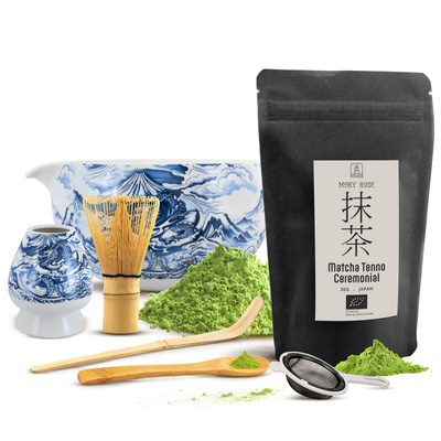 Ceremoniái matcha teafőző készlet: japán BIO matcha 30g + kiegészítők