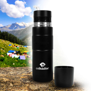Yerbomos XL ALL IN ONE - 750ml - Mate tök, termosz és bombilla egyben (fekete)