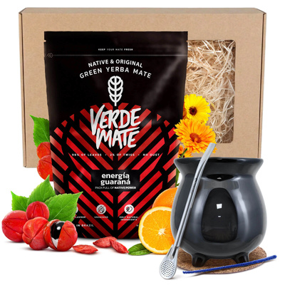Ajándékkészlet Yerba Mate: Verde Mate Energía Guaraná + Mate Tök + Bombilla