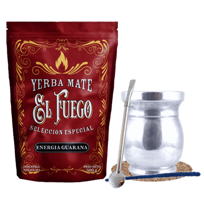 Yerba Mate készlet: El Fuego Energia Guarana 500g + Palo Santo + Bombilla