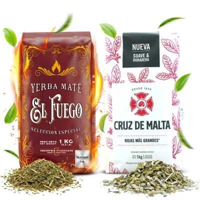 Yerba Mate Elaborada készlet: El Fuego 1kg + Cruz de Malta 1kg