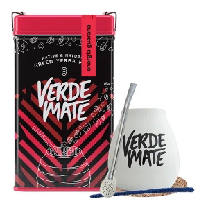 Set Yerbera Verde Mate Energia Guarana Mate 0.5kg 