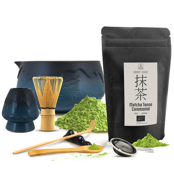 Ceremoniái matcha teafőző készlet: japán BIO matcha 30g + kiegészítők