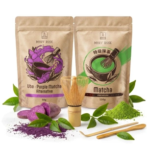Készlet színes Matcha Latte-hoz: Matcha + Purple Matcha + kiegészítők