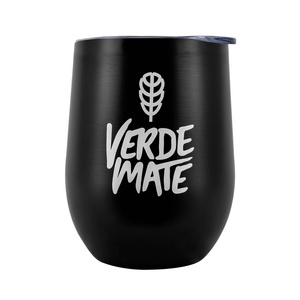 TermoLid – hőszigetelt yerba mate bögre fedéllel – Verde Mate (fekete) – 350 ml