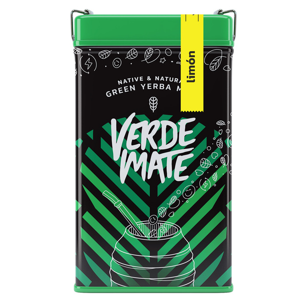 Yerbera – Fém doboz + Verde Mate Green Limón 0,5 kg