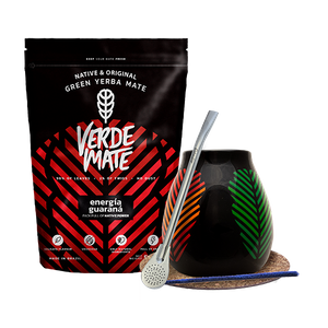 Yerba Mate készlet: Verde Mate Energía Guaraná 500g + Mate Tök + Bombilla