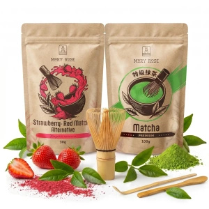 Készlet színes Matcha Latte-hoz: Matcha + Red Matcha + kiegészítők