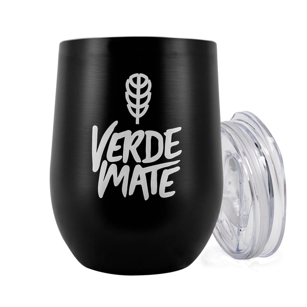 TermoLid – hőszigetelt yerba mate bögre fedéllel – Verde Mate (fekete) – 350 ml