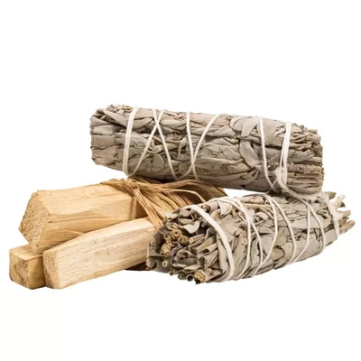 2x Fehér zsálya+Palo Santo tisztító készlet