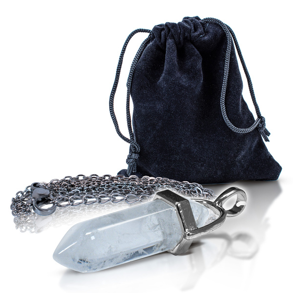 Hegyikristály medál tasakban + lánc