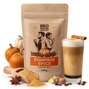 Pumpkin Spice Latte szett: Bro Coffee Roastery Brazil Samba kávé 1kg + Pumpkin Spice Latte Mix 100g
