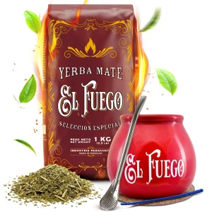 Yerba Mate készlet: El Fuego Elaborada 1kg + Mate Tök + Bombilla