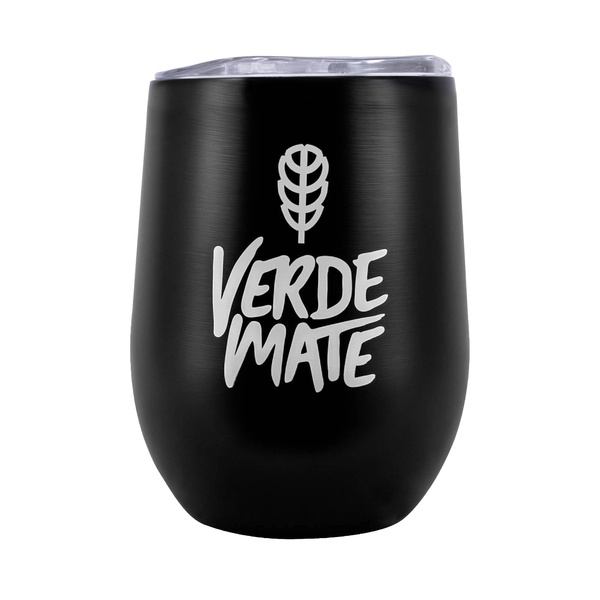 TermoLid – hőszigetelt yerba mate bögre fedéllel – Verde Mate (fekete) – 350 ml