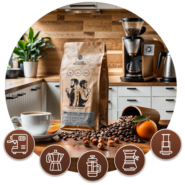 Bro Coffee Roastery - Egész kávébabos Amico dall'Italia Espresso Roast 400g