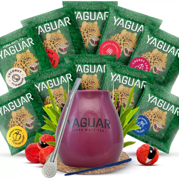 Állítsa be a  Yerba Mate Yaguar 10x50g Calabash Bombilla