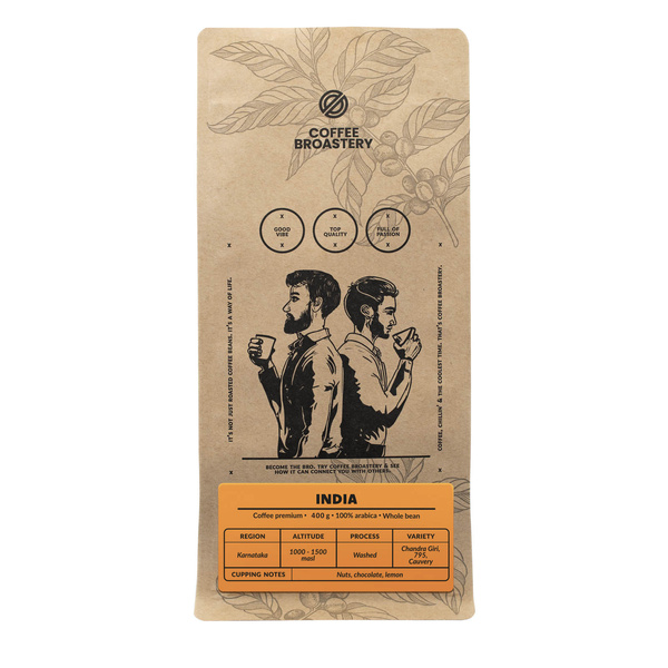 Bro Coffee Roastery - Egész kávébabos India Karnataka Premium 1kg