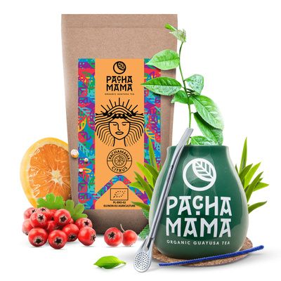 Készlet Guayusa Pachamama Citrus 100g + Mate Tök + Bombilla