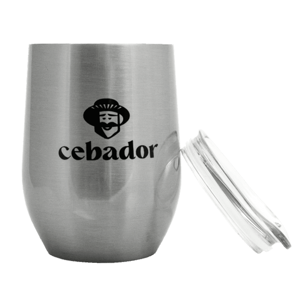 TermoLid – hőszigetelt yerba mate bögre fedéllel – Cebador (ezüstszínű) – 350 ml