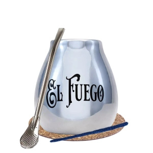 Yerba Mate BIG calabash ezüst bombilla El Fuego