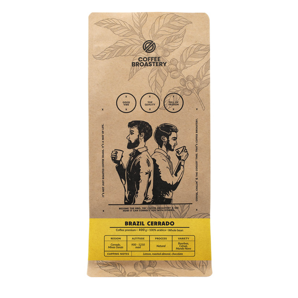 Bro Coffee Roastery - Egész kávébabos Brazil Cerrado Premium 400g