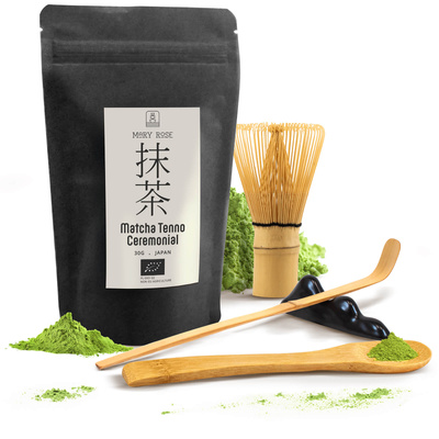 Ceremoniái matcha teafőző készlet: japán BIO matcha 30g + kiegészítők
