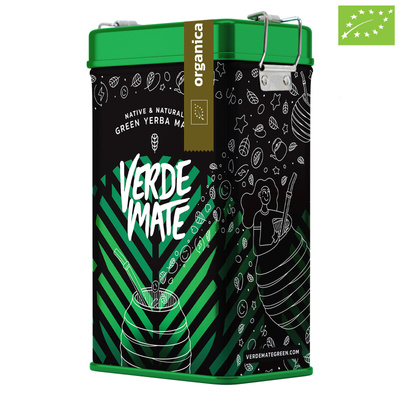 Yerbera – Fém doboz + Verde Mate Green Organica 0,5 kg
