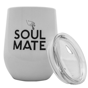 TermoLid – hőszigetelt yerba mate bögre fedéllel – Soul Mate (fehér) – 350 ml