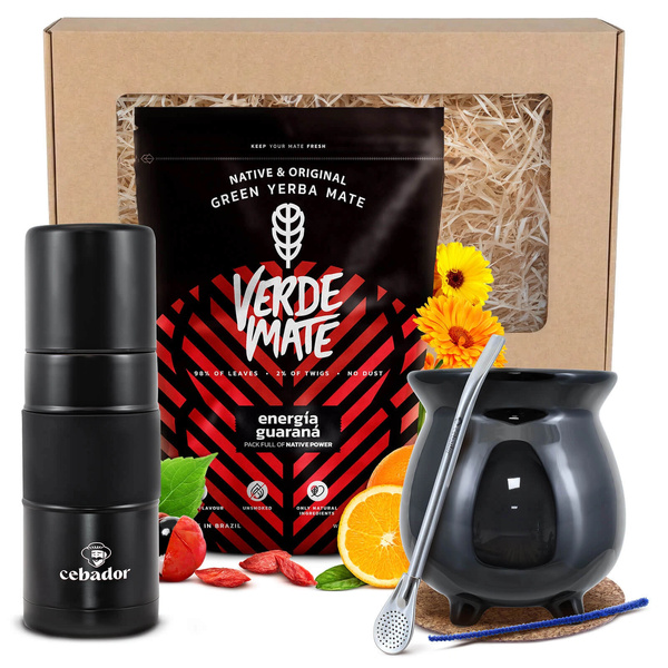 Ajándékkészlet Yerba Mate: Verde Mate Energía Guaraná 0,4kg + Yerbomos X + Mate Tök + Bombilla