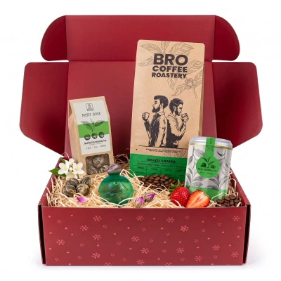 Karácsonyi ajándékszett kávéval és teával: Bro Coffee Roastery Brazil Samba + Mary Rose teák
