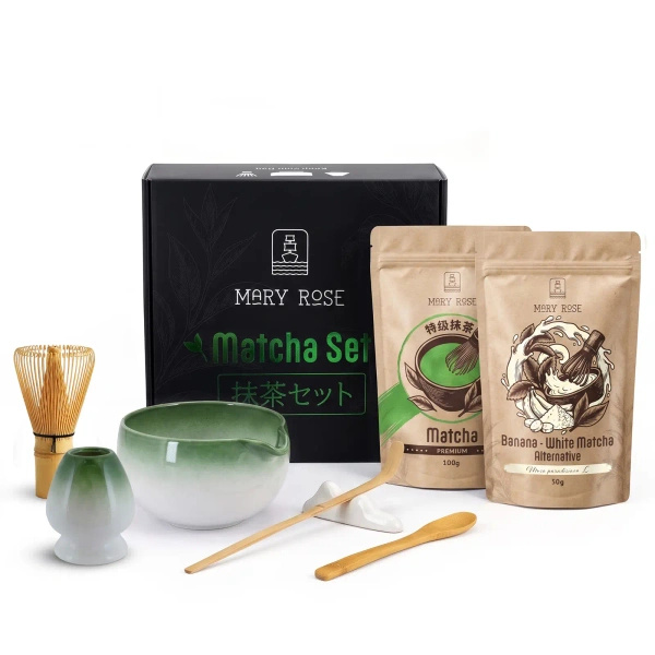 Ajándékkészlet színes Matcha Latte-hoz: Matcha + White Matcha + kiegészítők