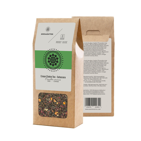 Aromantra x Mary Rose – Korona csakra tea Sahasrara (zöld tea) 50 g