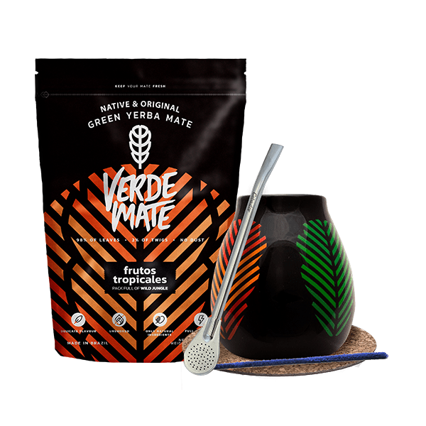 Yerba Mate készlet: Verde Mate Frutos Tropicales 500g + Mate Tök + Bombilla