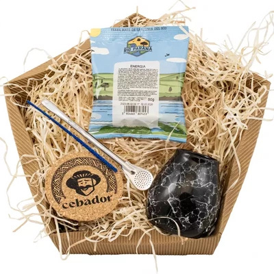 Ajándékkészlet Yerba Mate: Rio Parana Energia 50g + Mate Tök + Bombilla