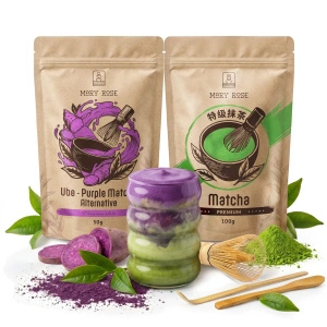 Készlet színes Matcha Latte-hoz: Matcha + Purple Matcha + kiegészítők