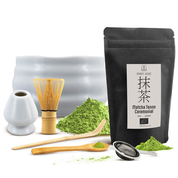 Ceremoniái matcha teafőző készlet: japán BIO matcha 30g + kiegészítők