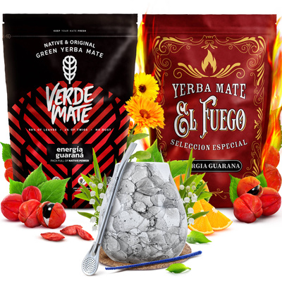 Yerba Mate készlet Verde Mate El Fuego Energia 2x500g + kiegészítők