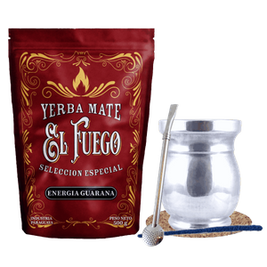 Yerba Mate készlet: El Fuego Energia Guarana 500g + Palo Santo + Bombilla