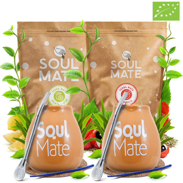 Yerba Mate készlet két személyre: Soul Mate 2x500g + 2x Mate Tök + 2x Bombilla