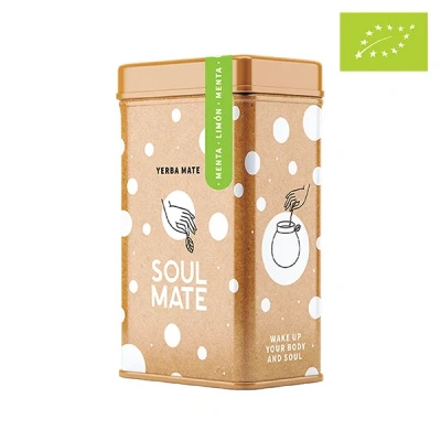 Yerbera – Fém doboz + Soul Mate Orgánica Menta Limon 0,5 kg