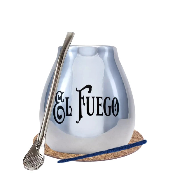 Yerba Mate BIG calabash ezüst bombilla El Fuego