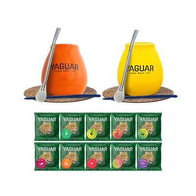 Szett 500g Yerba Mate Yaguar 10x50g + Mate tök + Mate Gourd